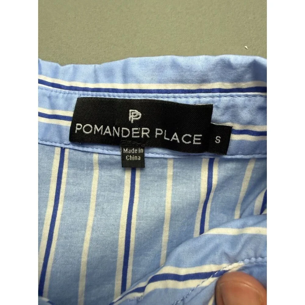 Tuckernuck Pomander Place Shades of Blue Stripe Cara Dress Shirt Mini Preppy S - Picture 5 of 8